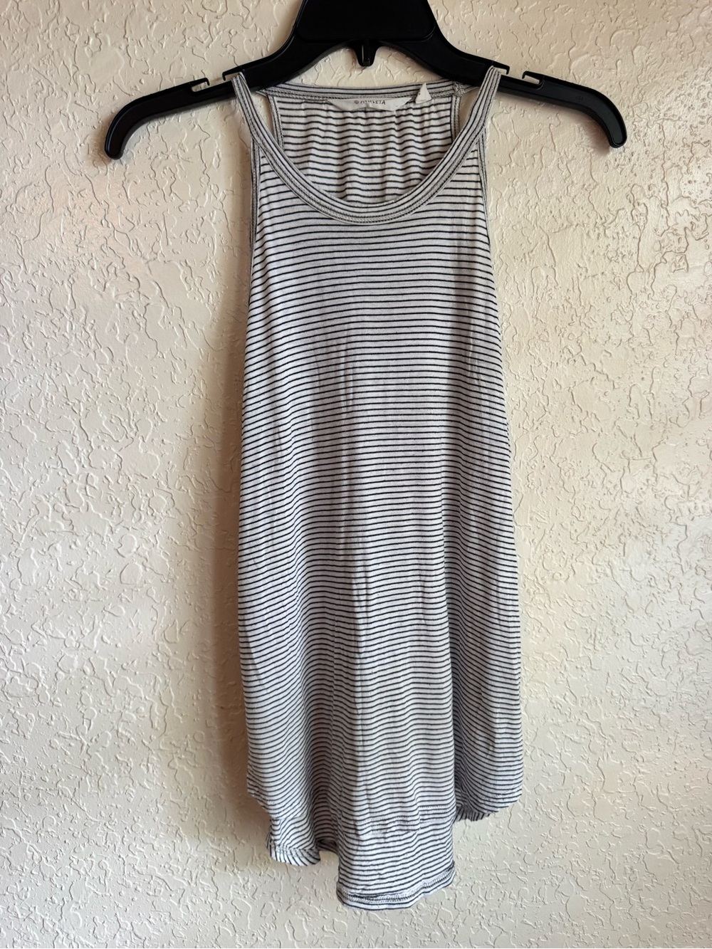 Athleta Striped Racerback Tank Top Size Medium Black White Soft Knit Casual